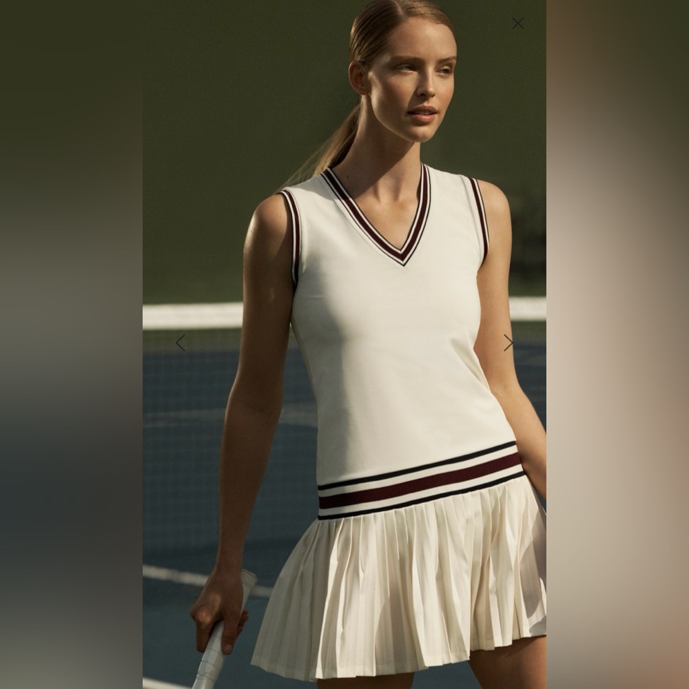 Tory Burch Sport PERFORMANCE JERSEY V-NECK TENNIS DRESS Medium
